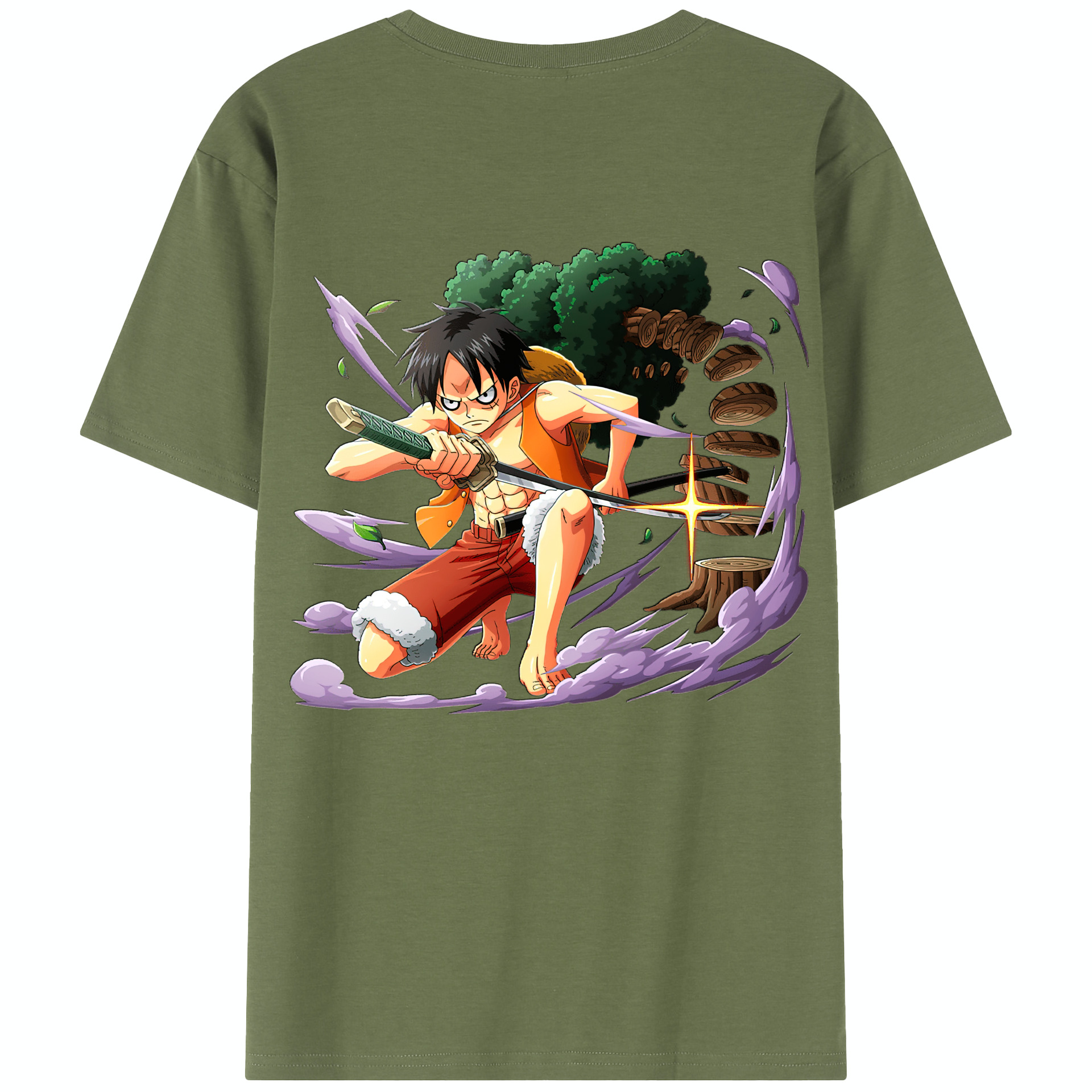 ワンピース モンキー・D・ルフィ ONE PIECE Monkey D. Luffy 綿100％半袖Tシャツ（背面プリント）
